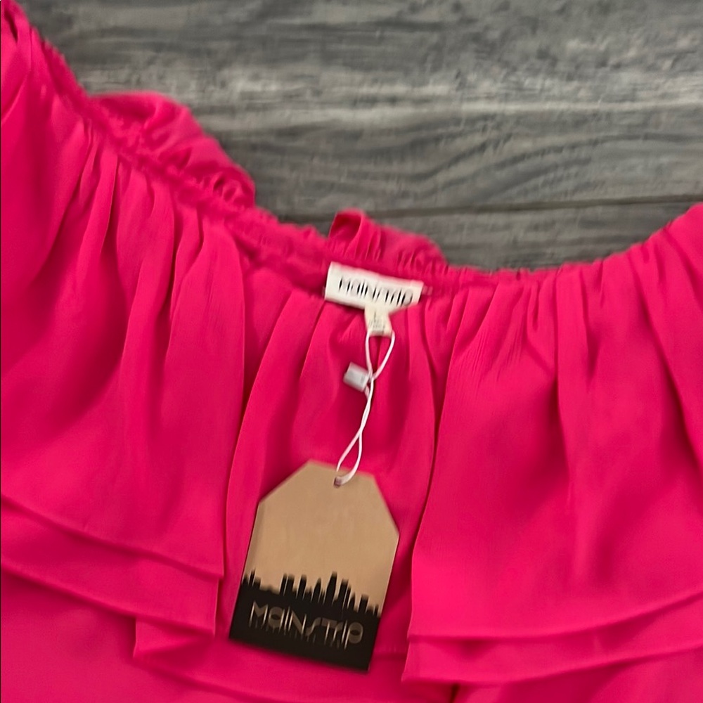 Pink One-Shoulder Ruffle Top - Picture 3 of 3
